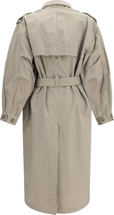 Isabel Marant Womens Chilma Striped Coat Beige-Khaki Cotton Beige/khaki