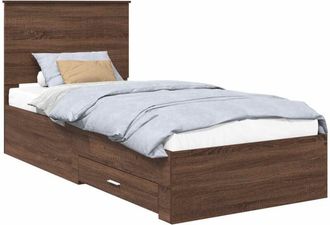 vidaXL Bed Frame Brown Oak and Silver 90 x 190 cm Engineered Wood vidaXL