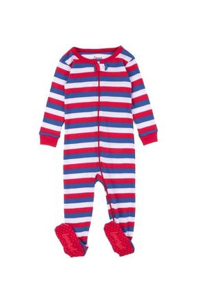 Leveret Footed Printed Cotton Pajamas, Solids, Stripes & Tie Dye in Striped Red White & Blue at Nordstrom, Size 18-24M