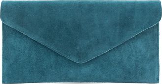 Generic Luxurious AN Direfct Ladies Women Real Suede Leather Envelope Chain Clutch Party Prom Evening Bag (Teal)
