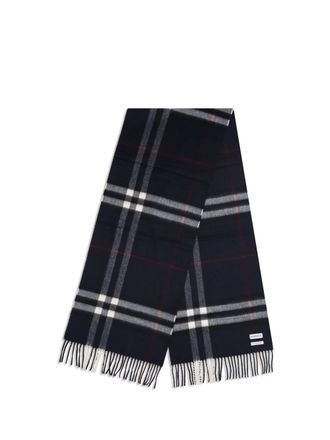 Burberry Womens Cashmere Check Scarf Ink Blue Kashmir-Capra Hircus Kashmir/capra Scarfs