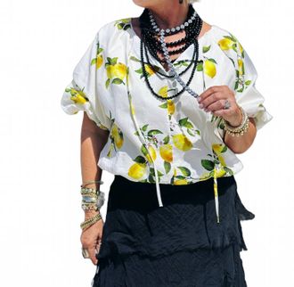Adrienne Citrus Zest Short Sleeve Top In Yellow