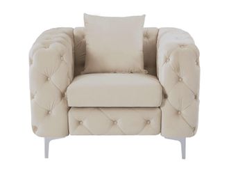 Vente-Unique Poltrona Chesterfield in velluto Beige - EDWINA