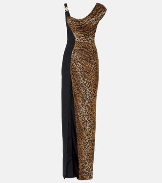 Versace Medusa 95 leopard-print draped gown