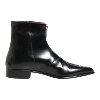 Dolce & Gabbana Ankle Boots, male, Black, 7 UK, Black Leather Short Boots