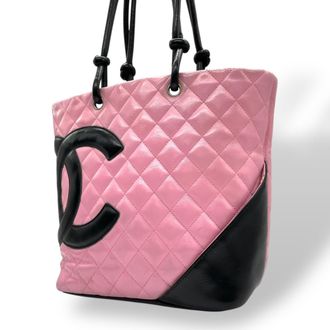 Chanel Black Pink Leather Handbag Tote Bag (Pre-Owned)