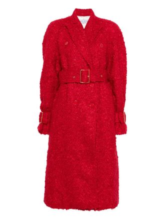 Rowen Rose tweed trench coat - women - Virgin Wool/Viscose - S - Red