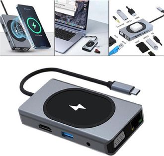 Trade Shop Trade Shop - Hub Docking Station Usb-c Con Ricarica Wireless Q-hu666 Adattatore Multifunzione
