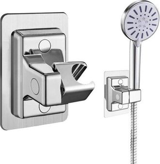 No Brand Soporte Autoadhesivo Ajustable Para Cabezal De Ducha, Para Montaje En Pared De Ba&ntilde;o - Plateado