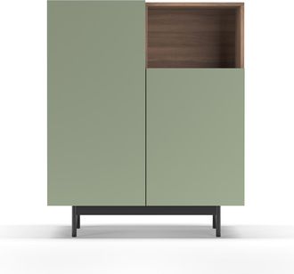 HERDASA Mueble Aparador En Melamina, Colecci&oacute;n Printed (602-1), Con 2 Puertas, En Nogal Y Verde
