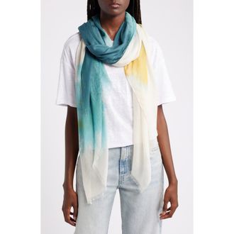 Nordstrom Print Modal & Silk Scarf in Teal Framed Pigment at Nordstrom Rack