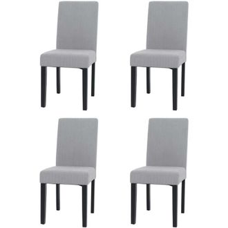 Hhg Hhg - Nunca Usado] Lote De 4 Sillas De Comedor Littau, Silla De Cocina Respaldo Alto, Tela/textil Cuerda Madera, Gris Claro, Patas Oscuras