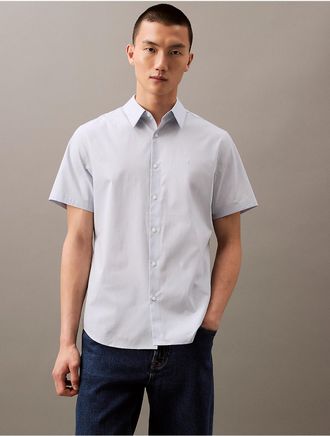 Calvin Klein Mens Cotton Stretch Slim Button-Down Shirt - Blue - 2XL