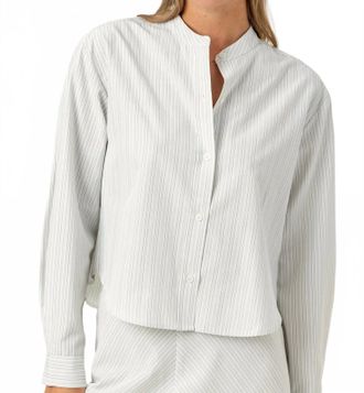 Sundays Sadie Button Down Shirt In Silver Top Stitch