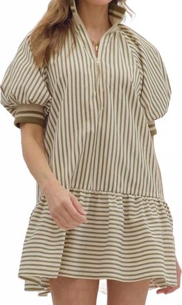 Entro Womens Going Places Stripe Mini Dress In Olive