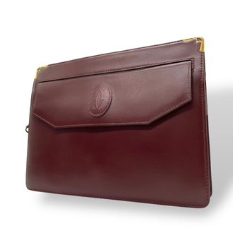 Cartier Bordeaux Wine Red Leather Clutch Bag (Pre-Owned)