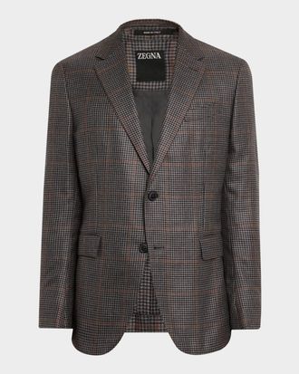 Ermenegildo Zegna Men & apos;s Cashmere and Silk Houndstooth Check Sport Coat