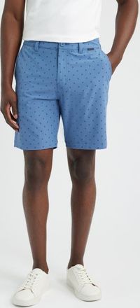 Travis Mathew Beck Print Performance Shorts in Blue Horizon Geo at Nordstrom, Size 33