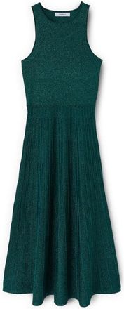 Motivi Geplooide uitlopende gebreide jurk - Dames - Casual kleedjes - Groen - XS - Polyester - Kleedjes