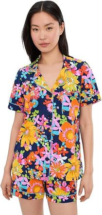 Bedhead Pajamas Short Sleeve Shorty Cotton Knit Pajama Set Womens Pajama Sets Bay Street Bloom : LG (US 12-14), Cotton/Elastane