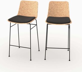 Rendez-Vous D&eacute;co Lote De 2 Sillas Para Isla Central 66 Cm Faro En Material Natural