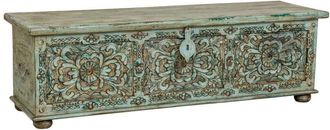 Wanderlust Deco Mueble bajo de madera artesanal azul 150x45x46h cm