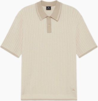 Paul Smith Mens PS Paul Smith Contrast Tipped Knit Polo 04 Ivory - Tan - Size: 44