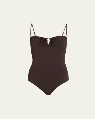 Nili Lotan Ruched U-Ring One-Piece Swimsuit