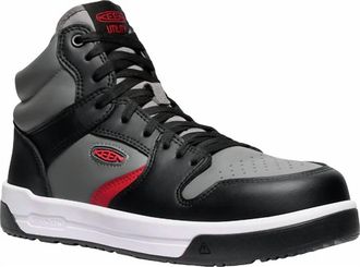 Keen Mens Overton Mid Work Shoes In Steel Grey/ Black