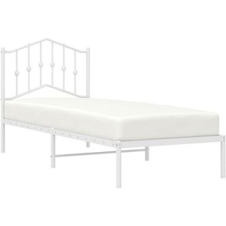 vidaXL Estructura Cama Sin Colch&oacute;n Con Cabecero Metal Blanco 75x190 Cm Vidaxl