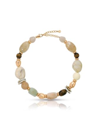 Ettika Womens Serene Stone Necklace In Beige