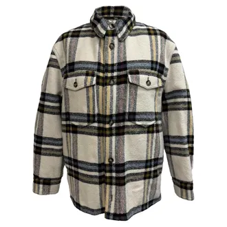 Isabel Marant Etoile Ervey Checked Padded Flannel Jacket in Multicolor Wool