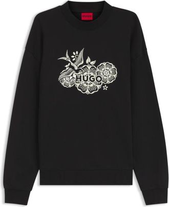 HUGO BOSS Cotton-terry sweatshirt with embroidered artwork