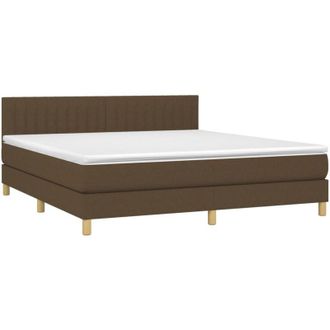 vidaXL Cama Box Spring Con Colch&oacute;n Led Tela Marr&oacute;n Oscuro 180x200 Cm Vidaxl