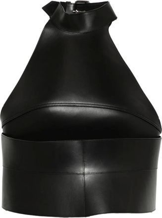 Monse Top in pelle con scollo allamericana - Nero