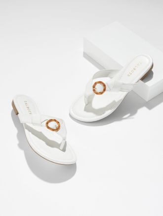 Talbots Gia Buckle Thong Sandals - White - 10M Talbots