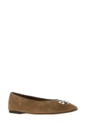 Tory Burch Womens Cappuccino Suede Charlie Ballerinas Taupe Ballerine Flat Shoes