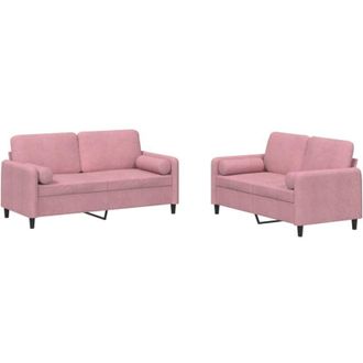 vidaXL Vidaxl - Juego De Sof&aacute;s Con Cojines 2 Piezas Terciopelo Rosa