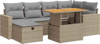 vidaXL Set Sof&aacute;s Jard&iacute;n Y Cojines 8 Pzas Rat&aacute;n Sint&eacute;tico Acacia Beige Vidaxl