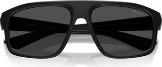 Prada 59mm Shield Sunglasses in Matte Black /Dark Grey at Nordstrom