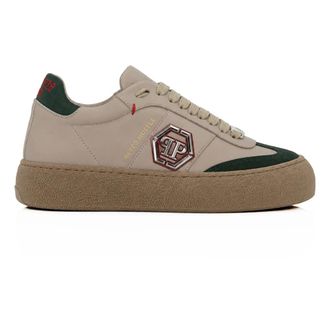 Philipp Plein Schoenen, unisex, Beige, 41 EU, Leer, Retro Hustle Lage Sneakers