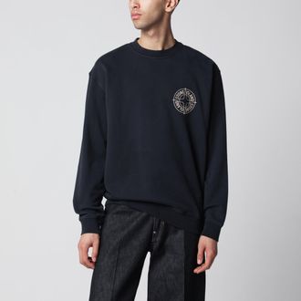 Stone Island Felpa oversize blu navy con stampa Outline Compass
