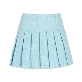 Alice & Olivia Alice + Olivia, Short Skirts, female, Blue, Size: XS Sequin-Embellishment Pleated Mini Skirt