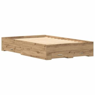 Berkfield Home Bed Frame with Drawers Artisan Oak 120x190 cm Engineered Wood in Brown