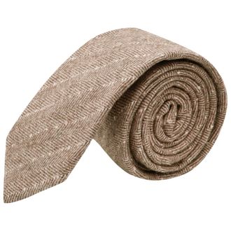 King & Priory Tan Brown Herringbone with Pinstripe Tie