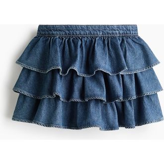 H&M Tiered Denim Skirt in Denim Blue at Nordstrom, Size 12