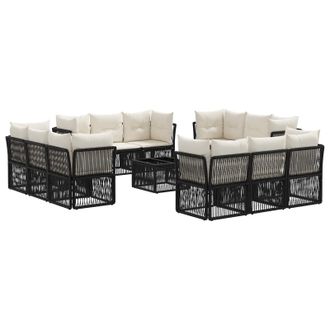 vidaXL Conjunto De Sof&aacute;s De Jard&iacute;n 13 Pcs Negro Rat&aacute;n Sint&eacute;tico Vidaxl