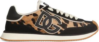 Dolce & Gabbana leopard-print sneakers - women - Lambskin/Calf Hair/Rubber - 38.5 - Black