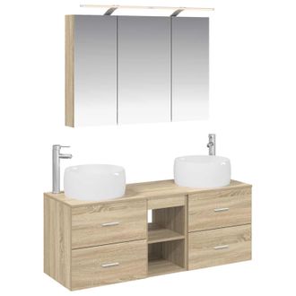 vidaXL Juego De Muebles De Ba&ntilde;o 4 Pcs Roble Sonoma Vidaxl