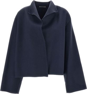Dusan Blue Cimossa Boxy Open Collar Cashmere Jacket